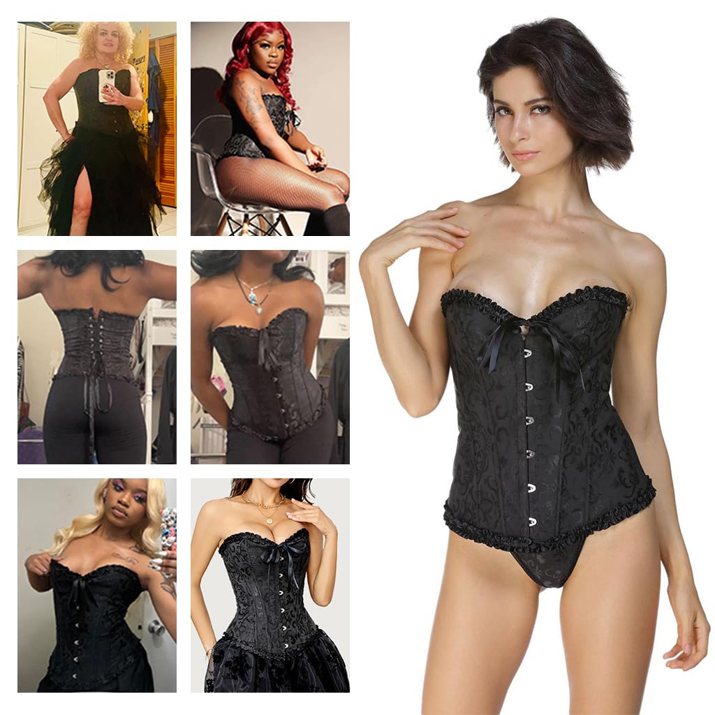 PALAY Corset Tops for Women, Bustier Shapewear Lingerie Lace Up Waist Push up Bodysuit Floral Overbust Corset Bustier Tube Going Out Tops, 3XL PALAY Corset Tops for Women, Bustier Shapewear Lingerie Lace Up Waist Push up Bodysuit Floral Overbust Corset Bustier Tube Going Out Tops, 3XL